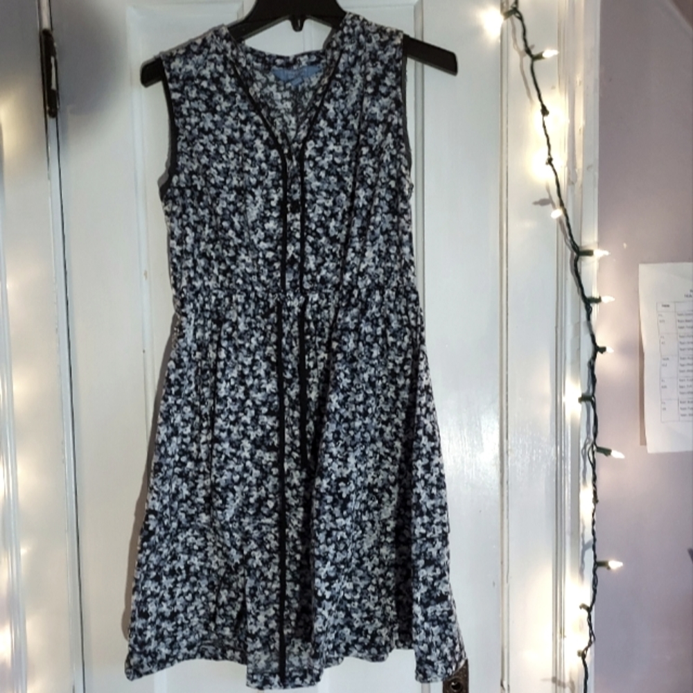 Drawstring floral mini dress
